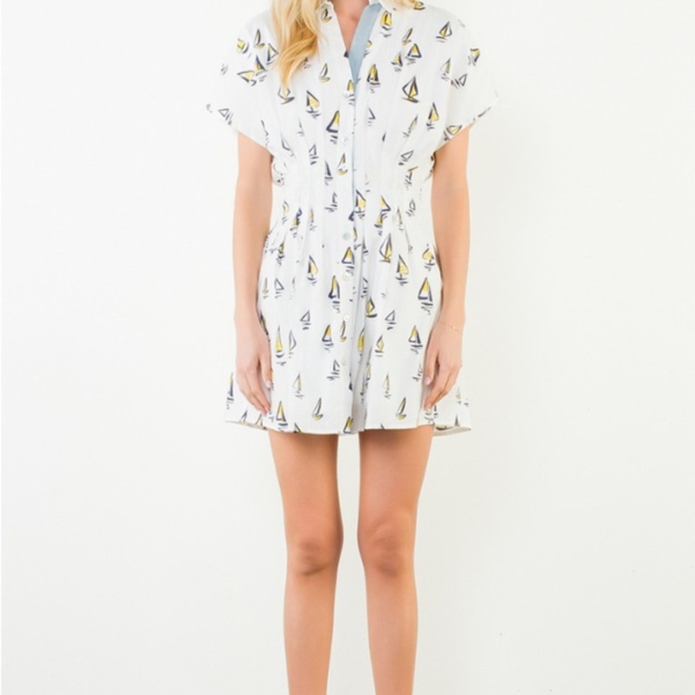 Sailboat Print White Dress